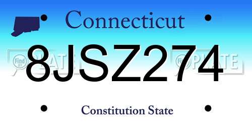 8JSZ274 Connecticut License Plate