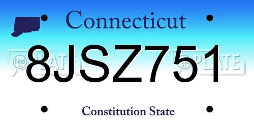 8JSZ751 Connecticut License Plate
