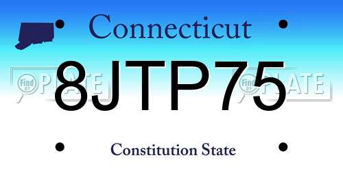 8JTP75 Connecticut License Plate
