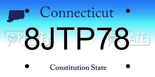 8JTP78 Connecticut License Plate