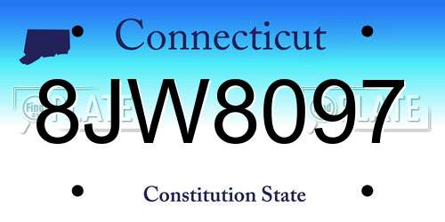 8JW8097 Connecticut License Plate
