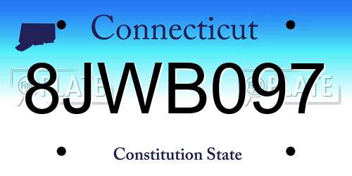 8JWB097 Connecticut License Plate