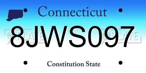 8JWS097 Connecticut License Plate