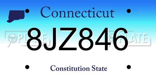 8JZ846 Connecticut License Plate