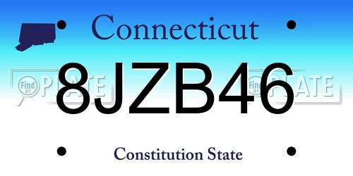 8JZB46 Connecticut License Plate