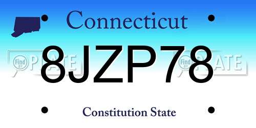 8JZP78 Connecticut License Plate