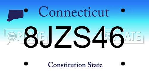 8JZS46 Connecticut License Plate