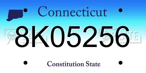 8K05256 Connecticut License Plate