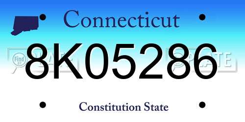 8K05286 Connecticut License Plate