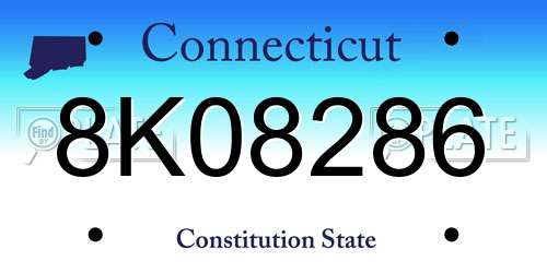 8K08286 Connecticut License Plate