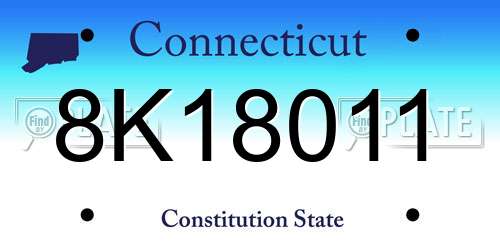 8K18011 Connecticut License Plate
