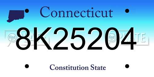 8K25204 Connecticut License Plate