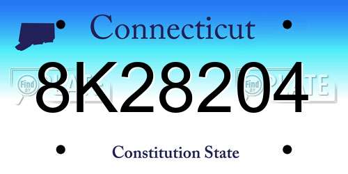 8K28204 Connecticut License Plate