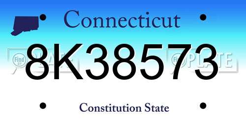 8K38573 Connecticut License Plate