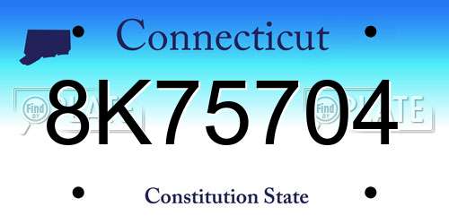 8K75704 Connecticut License Plate