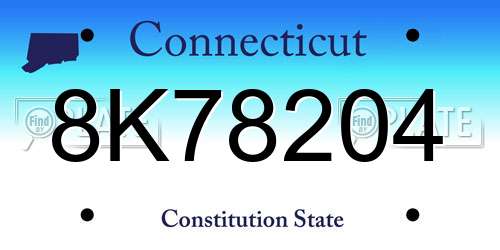 8K78204 Connecticut License Plate