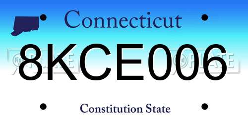 8KCE006 Connecticut License Plate