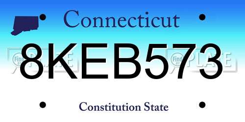8KEB573 Connecticut License Plate
