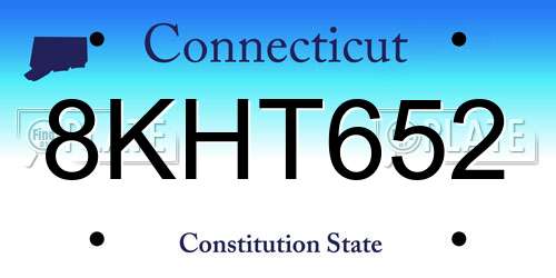 8KHT652 Connecticut License Plate