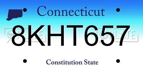 8KHT657 Connecticut License Plate