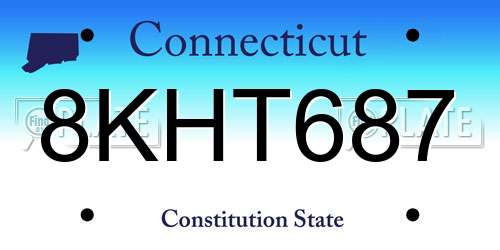 8KHT687 Connecticut License Plate