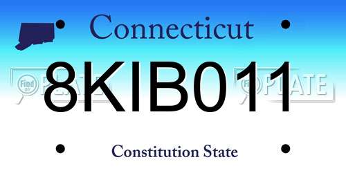 8KIB011 Connecticut License Plate