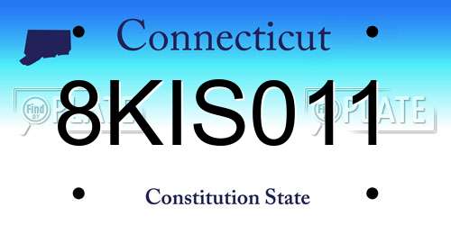 8KIS011 Connecticut License Plate