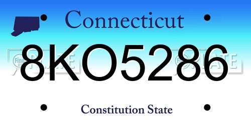 8KO5286 Connecticut License Plate