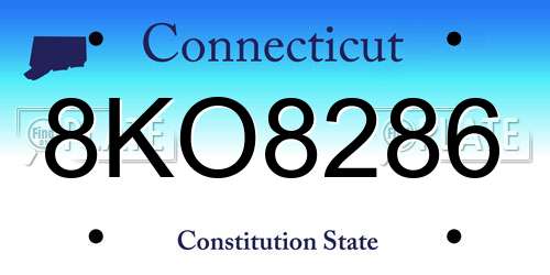 8KO8286 Connecticut License Plate
