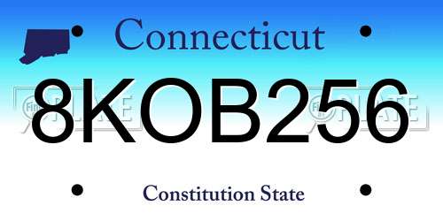 8KOB256 Connecticut License Plate