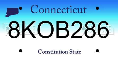 8KOB286 Connecticut License Plate