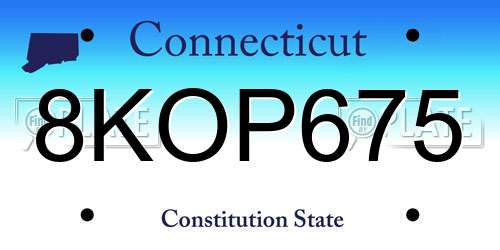 8KOP675 Connecticut License Plate