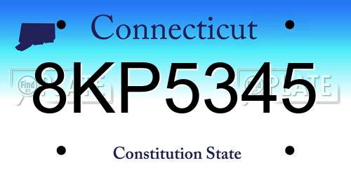 8KP5345 Connecticut License Plate