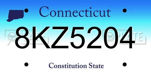 8KZ5204 Connecticut License Plate