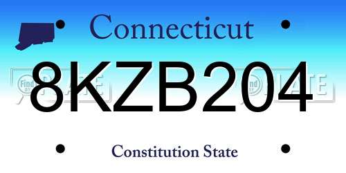 8KZB204 Connecticut License Plate