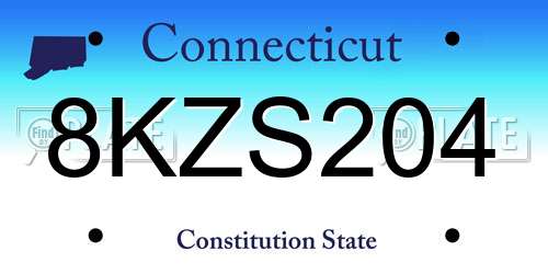 8KZS204 Connecticut License Plate
