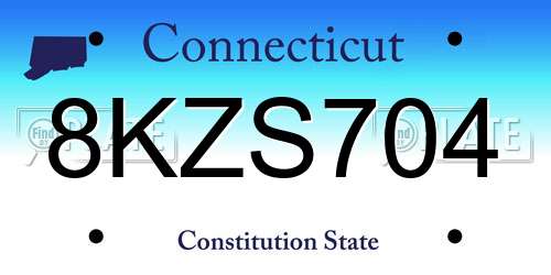 8KZS704 Connecticut License Plate