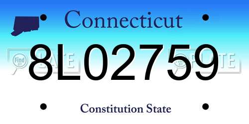 8L02759 Connecticut License Plate