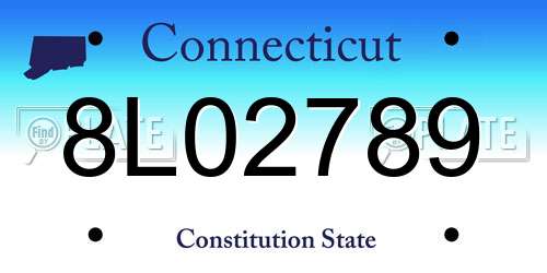 8L02789 Connecticut License Plate