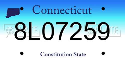 8L07259 Connecticut License Plate