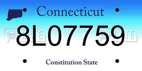 8L07759 Connecticut License Plate
