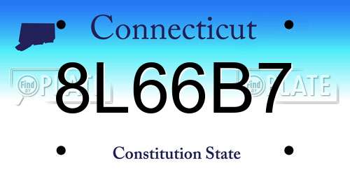 8L66B7 Connecticut License Plate