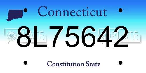 8L75642 Connecticut License Plate