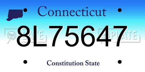 8L75647 Connecticut License Plate