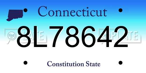 8L78642 Connecticut License Plate