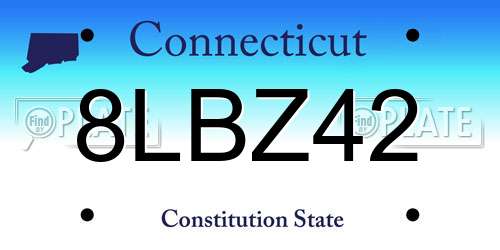 8LBZ42 Connecticut License Plate