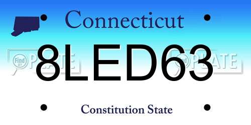 8LED63 Connecticut License Plate