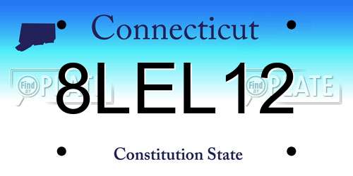 8LEL12 Connecticut License Plate