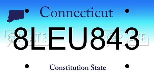 8LEU843 Connecticut License Plate