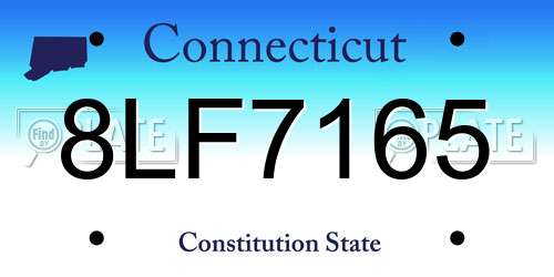 8LF7165 Connecticut License Plate